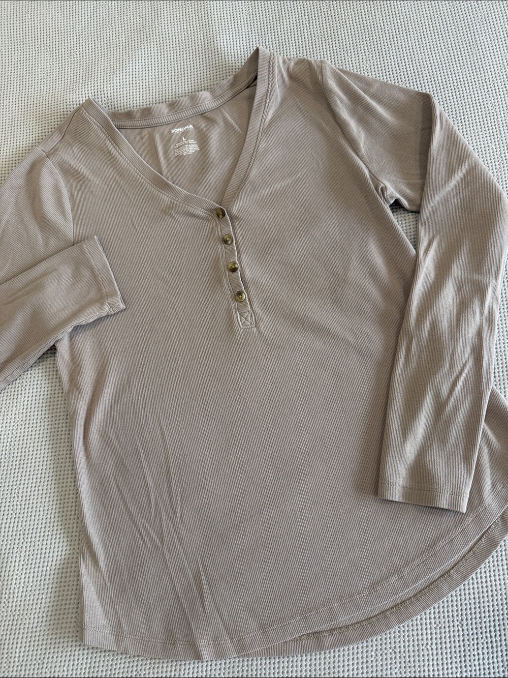 Sonoma Long Sleeve Henley Top - Taupe
